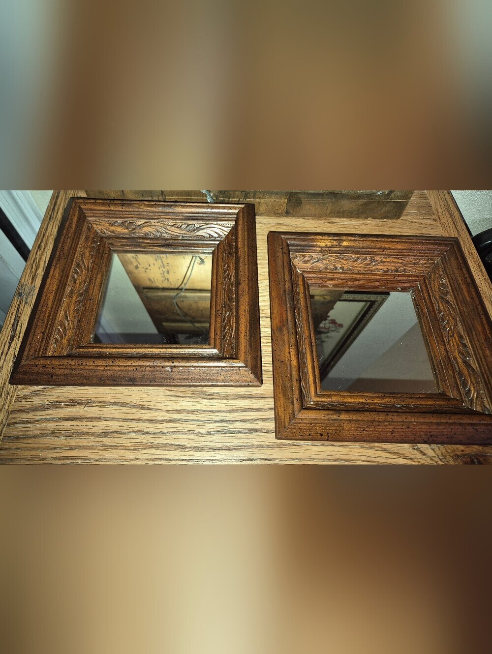Vintage Home Interiors Homco pair wall mirrors, measuring approximately 8.5 inch